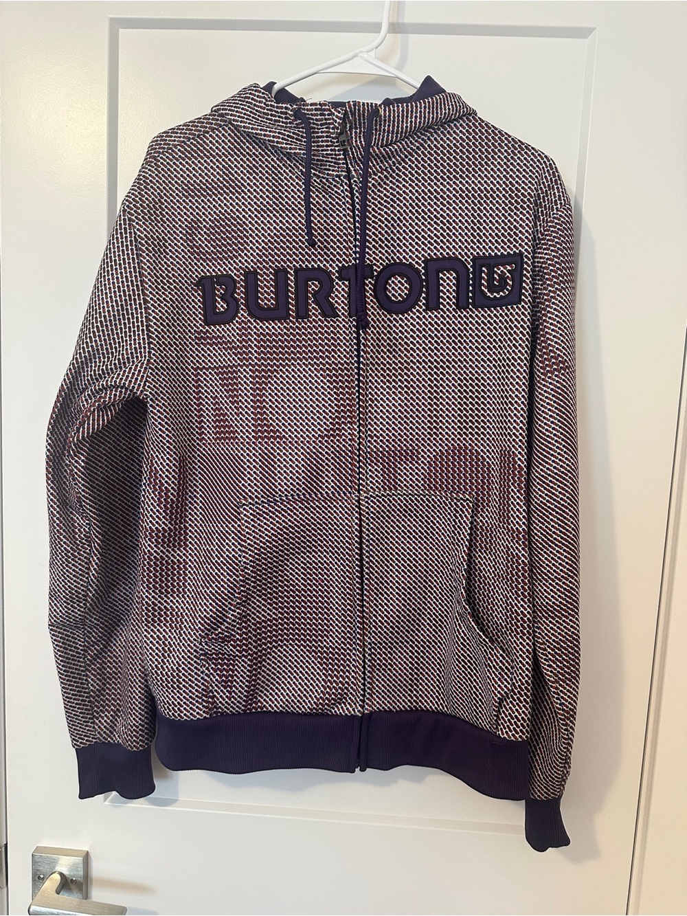 Burton Purple and White Patterned Zip Hoodie Women’s Size Large*